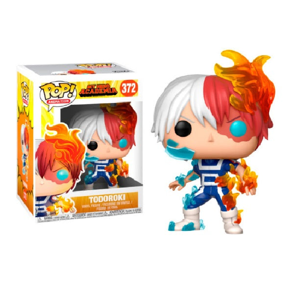 Confezione originale Funko con loghi My Hero Academia Todoroki colori bianco rosso arancione azzurro