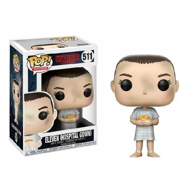 Confezione originale Funko con loghi Stranger Things Eleven (Hospital Gown) colori bianco blu marrone giallo