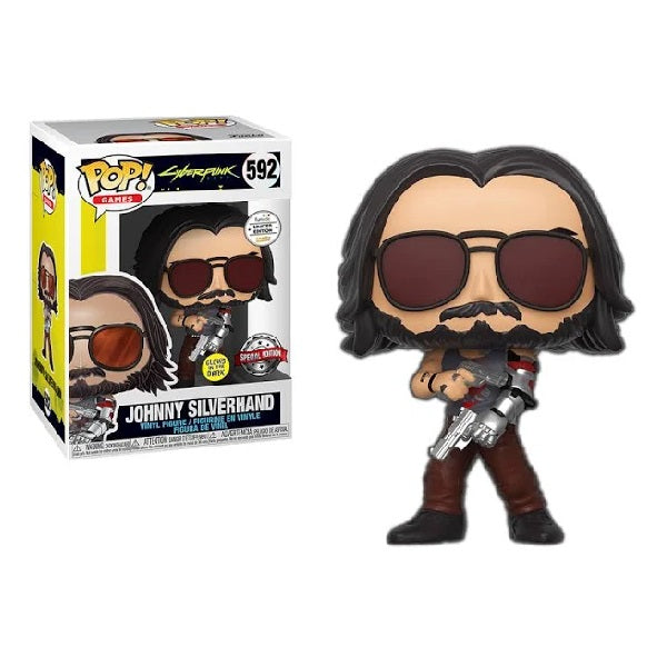 Confezione originale Funko con loghi Cyberpunk Johnny Silverhand colori marrone nero rosa