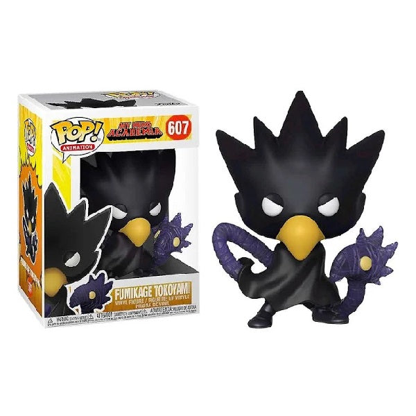 Confezione originale Funko con loghi My Hero Academia Fumikage Tokoyami colori giallo nero viola