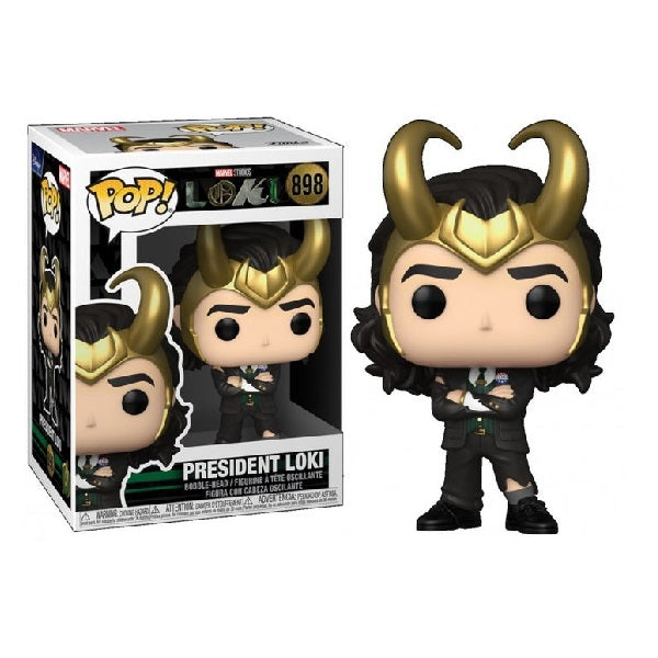 Confezione originale Funko con loghi Marvel Studios Loki President Loki colori rosa nero oro