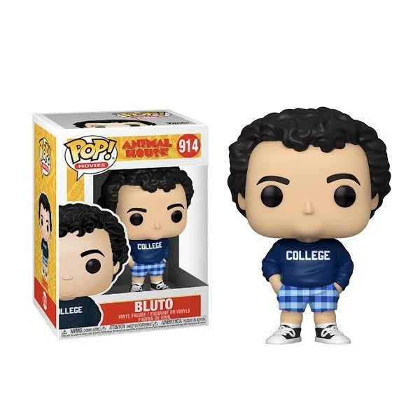 Confezione originale Funko con loghi Animal House Bluto colori arancione nero blu bianco