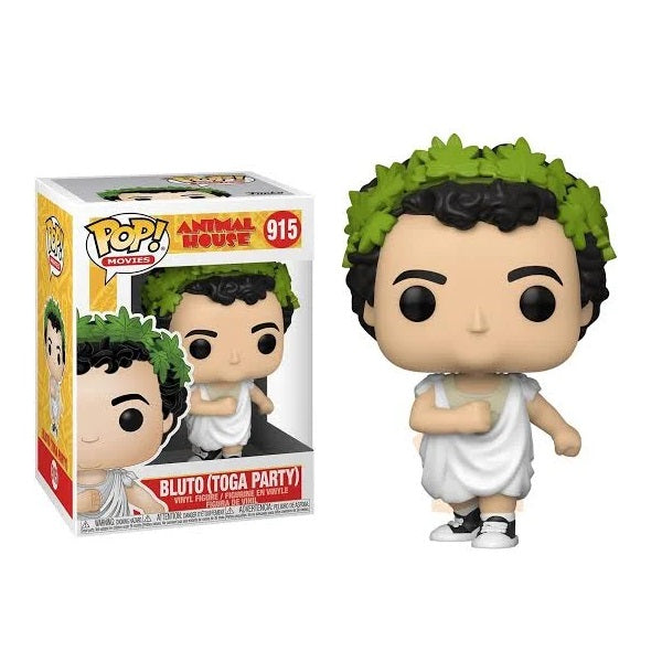 Confezione originale Funko con loghi Animal House Bluto (Toga Party) colori bianco nero verde arancione