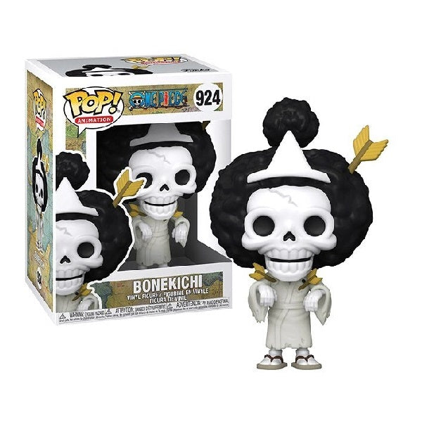 Confezione originale funko con loghi One Piece Bonekichi colori azzurro nero bianco