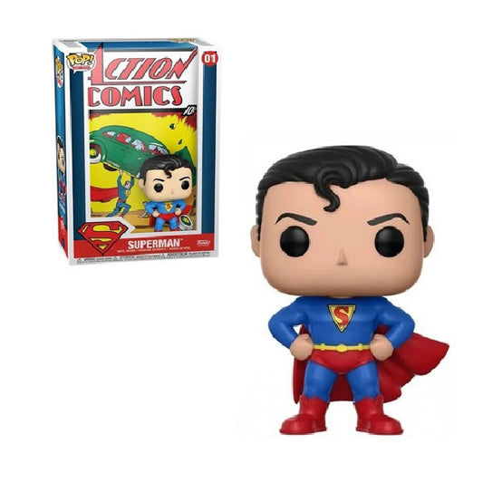 Confezione originale Funko con loghi Comic Covers 01 Superman colori nero rosso blu giallo