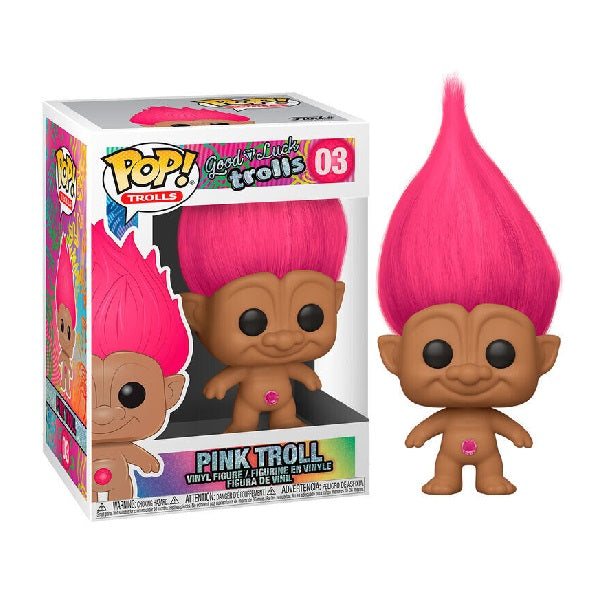 Confezione originale Funko con loghi Good Luck Trolls Pink Troll colori rosa nero bianco