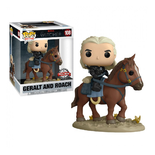 Confezione originale Funko con loghi Netflix The Witcher Geralt And Roach colori marrone nero bianco