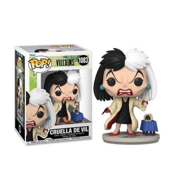 Confezione originale Funko con loghi Disney Villains Cruella De Vil colori bianco nero rosso