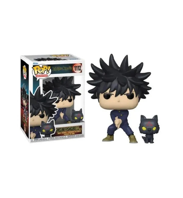 Confezione originale Funko con loghi Jujutsu Kaisen Megumi Fushigouro With Divine Dog colori blu nero giallo