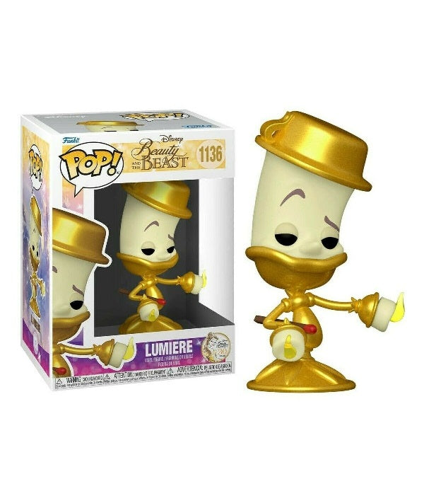 Confezione originale Funko con loghi Disney Beauty and the Beast Lumiere colori oro bianco nero