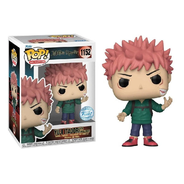 Confezione originale Funko con loghi Jujutsu Kaisen Yuji Itadori With Sukuna Mouth colori rosa verde blu