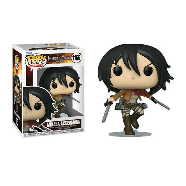 Confezione originale Funko con loghi Attack On Titan Mikasa Ackermann colori marrone grigio nero