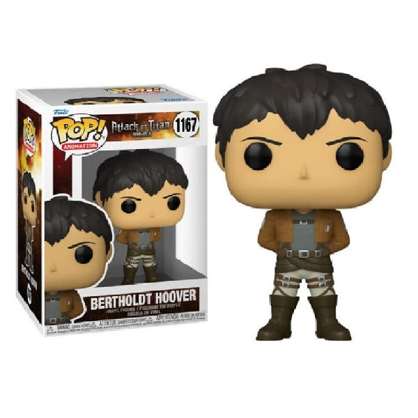 Confezione originale Funko con loghi Attack On Titan Bertholdt Hoover colori marrone grigio nero