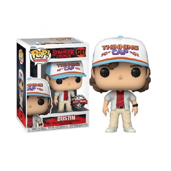 Confezione originale Funko con loghi Stranger Things Dustin colori bianco rosso azzurro