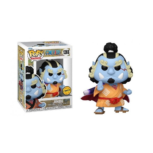 Confezione originale Funko con loghi One Piece Jinbe Chase colori azzurro nero rosso arancione