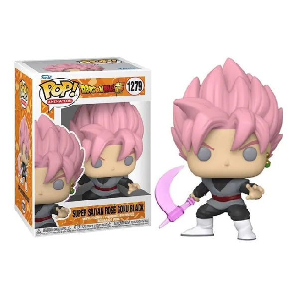 Confezione originale Funko con loghi Dragon Ball Z Super Saiyan Rosè Goku Black colori nero grigio rosa