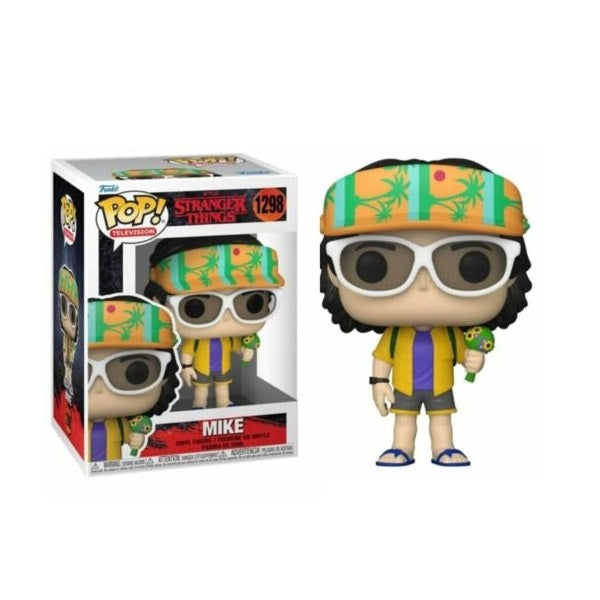 Confezione originale Funko con loghi Stranger Things Mike colori giallo viola verde