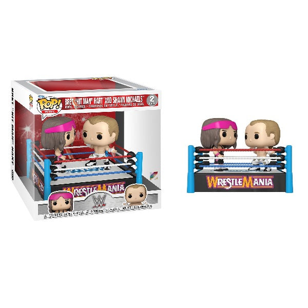 Confezione originale Funko con loghi WWE Bret "Hit MAn" Hart And Shawn Michaels colori bianco nero azzurro