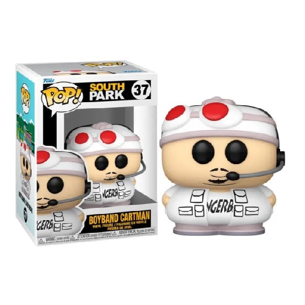 Confezione originale Funko con loghi South Park Boyband Cartman colori bianco nero rosso