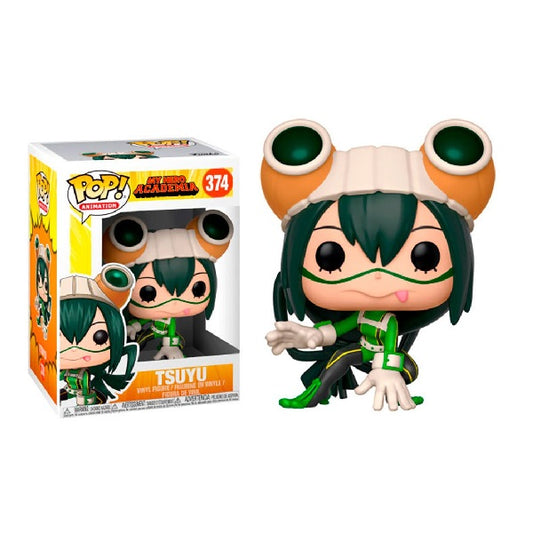 Confezione originale Funko con loghi My Hero Academia Tsuyu colori verde nero bianco