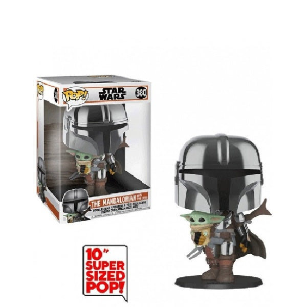 Confezione originale Funko con loghi Star Wars The mandalorian with the child colori grigio marrone verde cromato 25 cm