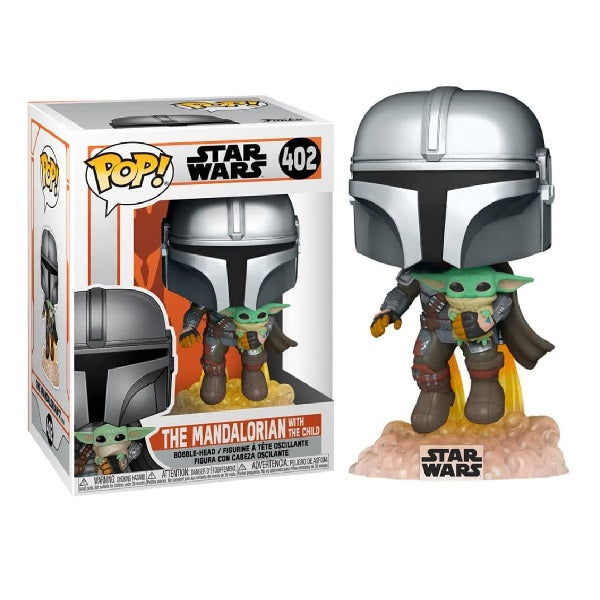 Confezione originale Funko con loghi Star Wars The mandalorian with the child colori grigio giallo verde