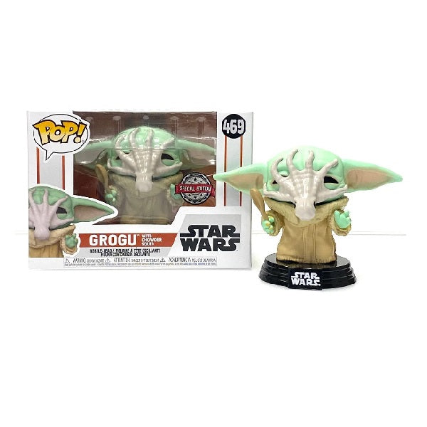 Confezione originale Funko con loghi Star wars Grogu with Chowder Squid colori marrone bianco verde nero