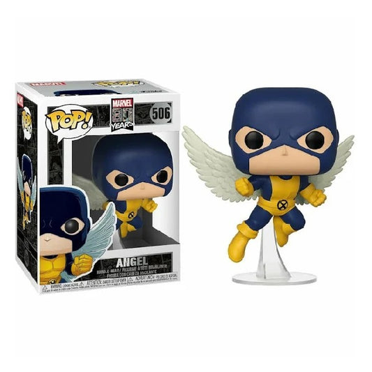 Confezione originale Funko con loghi Marvel 80 Years Angel colori bianco blu giallo