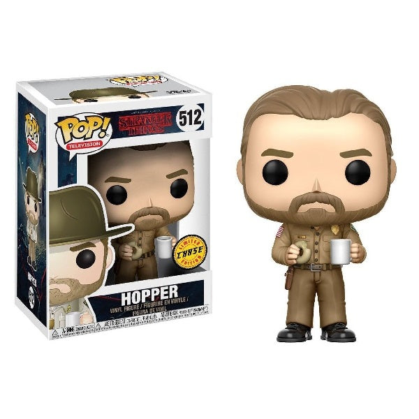 Confezione originale Funko con loghi Stranger Things Hopper Chase colori marrone nero bianco