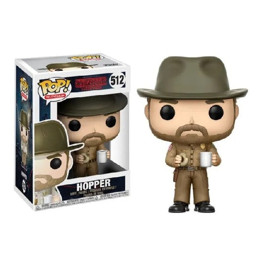 Confezione originale Funko con loghi Stranger Things Hopper colori marrone nero bianco