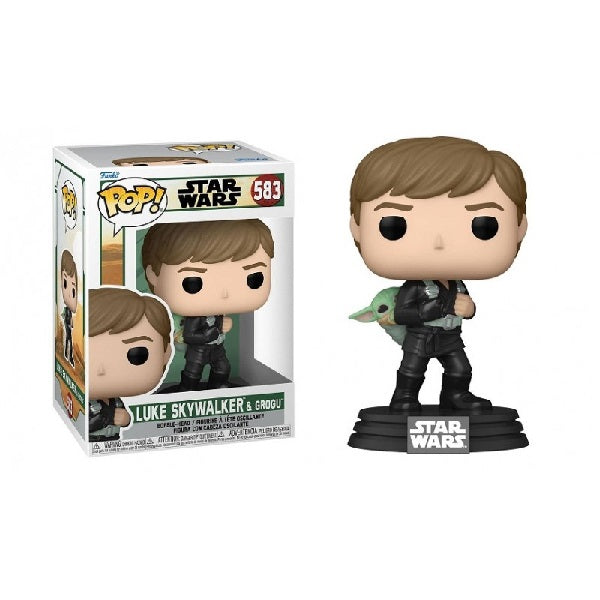 Confezione originale Funko con loghi Star Wars Luke Skywalker & Grogu colori nero marrone verde