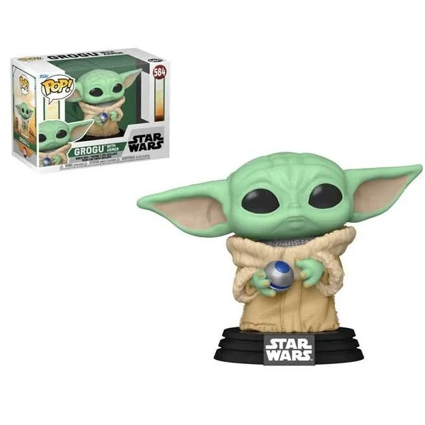 Confezione originale Funko con loghi Star Wars Grogu With Armor colori verde rosa marrona nero