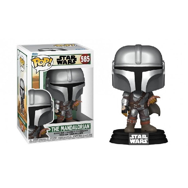 Confezione originale Funko con loghi Star Wars The Mandalorian colori cromo nero marrone