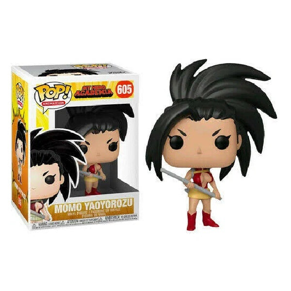 Confezione originale Funko con loghi My Hero Academia Momo Yaoyorozu colori nero rosso beige