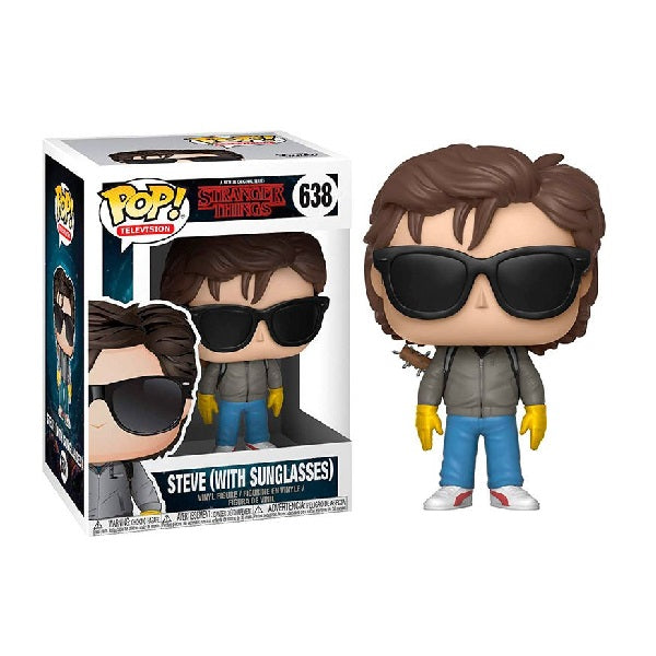 Confezione originale Funko con loghi Stranger Things Steve (with Sunglasses) colori nero grigio azzurro giallo