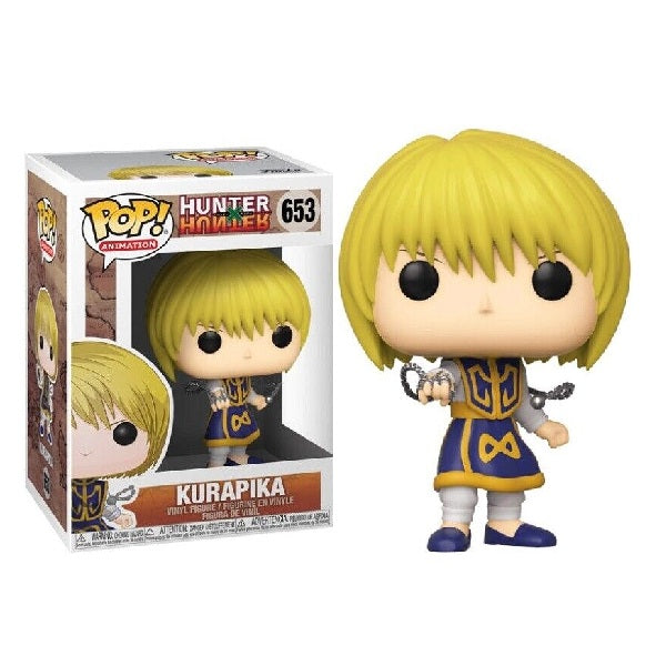 Confezione originale Funko con loghi Hunter X Hunter Kurapika colori giallo bianco blu