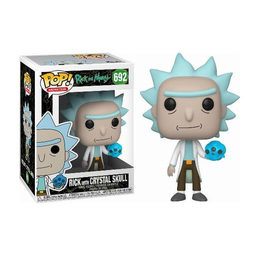 Confezione originale Funko con loghi Rick And Morty Rick With Crystal Skull colori azzurro bianco marrone