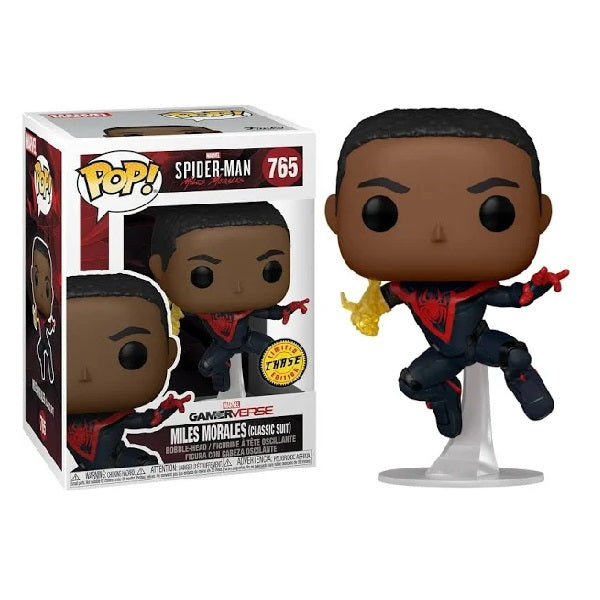 Confezione originale Funko con loghi Marvel Spider-Man Miles Morales (Classic Suit) Chase colori nero rosso giallo