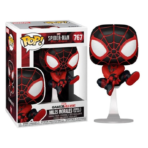 Confezione originale Funko con loghi Marvel Spider-Man Miles Morales (Bodega Cat Suit) colori nero rosso bianco