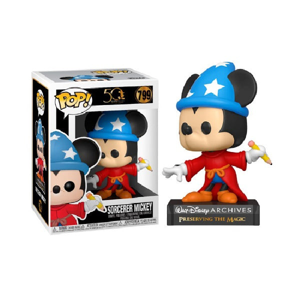 Confezione originale Funko con loghi 50 Disney Archives Sorcerer Michey colori azzurro nero bianco rosso