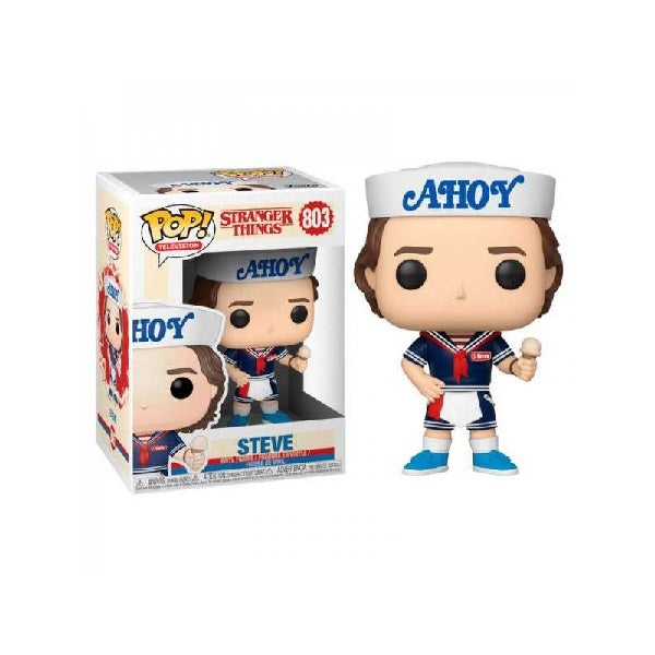 Confezione originale Funko con loghi Stranger Things Steve colori bianco blu rosso