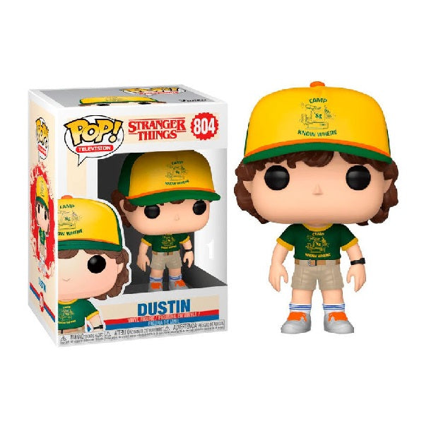 Confezione originale Funko con loghi Stranger Things Dustin colori giallo verde bianco