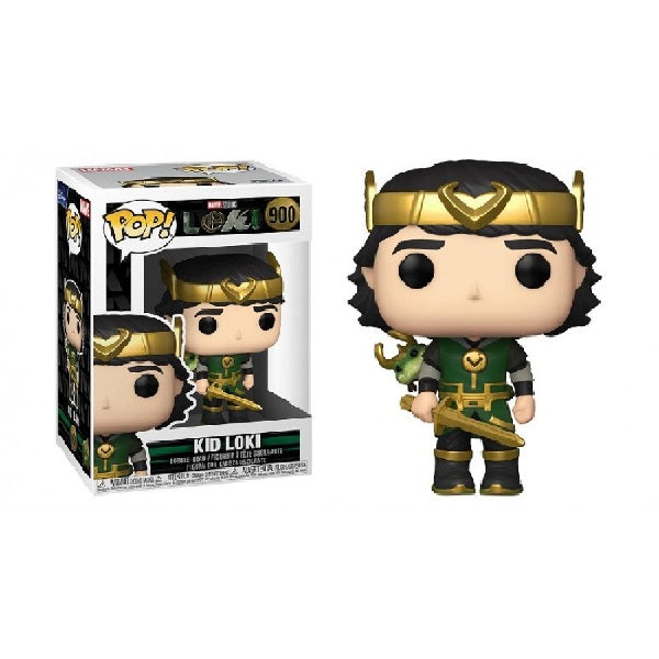 Confezione originale Funko con loghi Marvel Loki Kid Loki colori verde nero oro