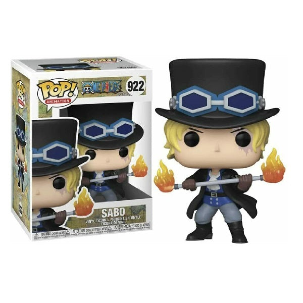 Confezione originale Funko con loghi One Piece Sabo colori nero bianco blu