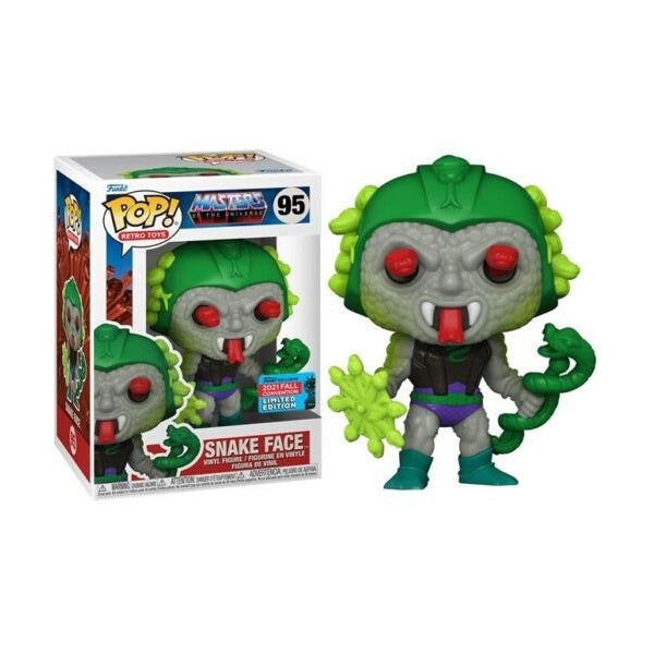 Confezione originale Funko con loghi Masters Of The Universe Snake Face 2021 Fall Convention Limited Edition colori verde grigio rosso