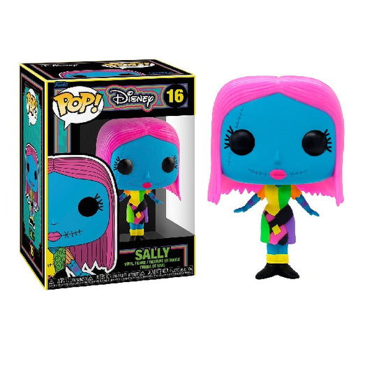 Confezione originale Funko con loghi Black Light Glow Disney Sally colori viola giallo verde blu