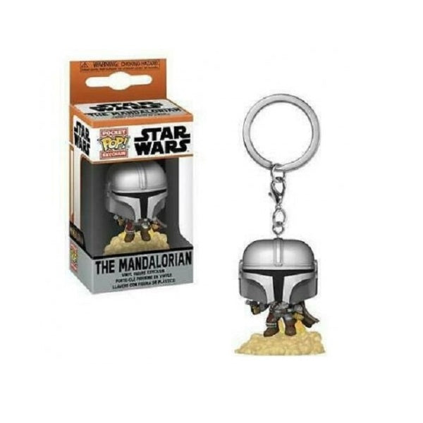 Confezione originale Funko con loghi Keychain Star Wars The Mandalorian colori argento nero marrone