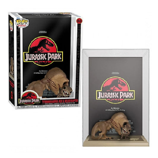 Confezione originale Funko con loghi Jurassic Park Movie Posters Tyrannosaurus Rex 6 Velociraptor colori nero rosso marrone bianco