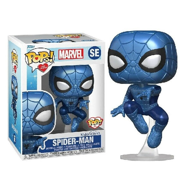 Confezione originale Funko con loghi Pops With Purpose Marvel Spider-Man colori azzurro blu nero bianco