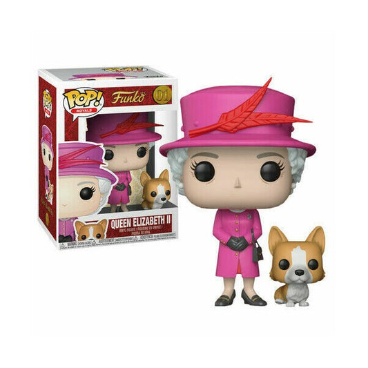 Confezione originale Funko con loghi Royals Queen Elisabeth II colori rosa rosso nero